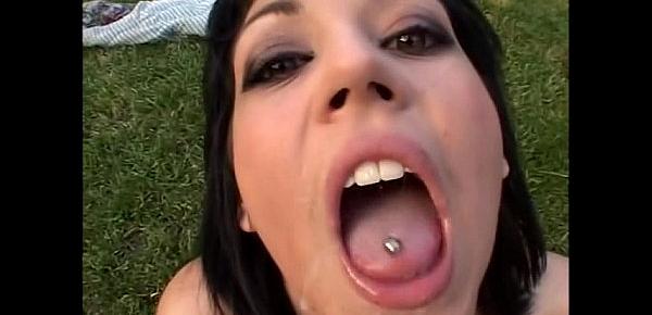  cute girl swallows a lot of nasty sperm